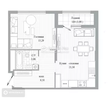 2-комнатная квартира, этаж 19 из 20, 52 м²