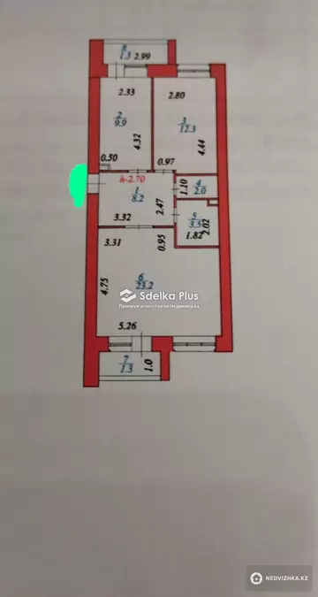 2-комнатная квартира, этаж 9 из 10, 63 м²