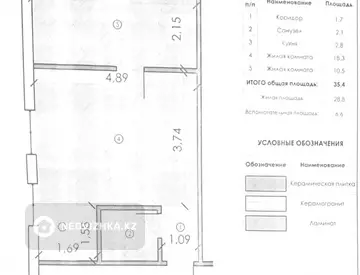 35.4 м², 2-комнатная квартира, этаж 1 из 2, 35 м², изображение - 11