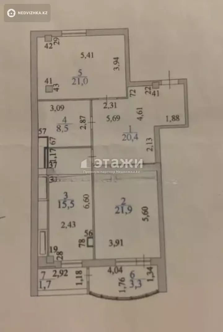 96 м², 2-комнатная квартира, этаж 13 из 16, 96 м², изображение - 1