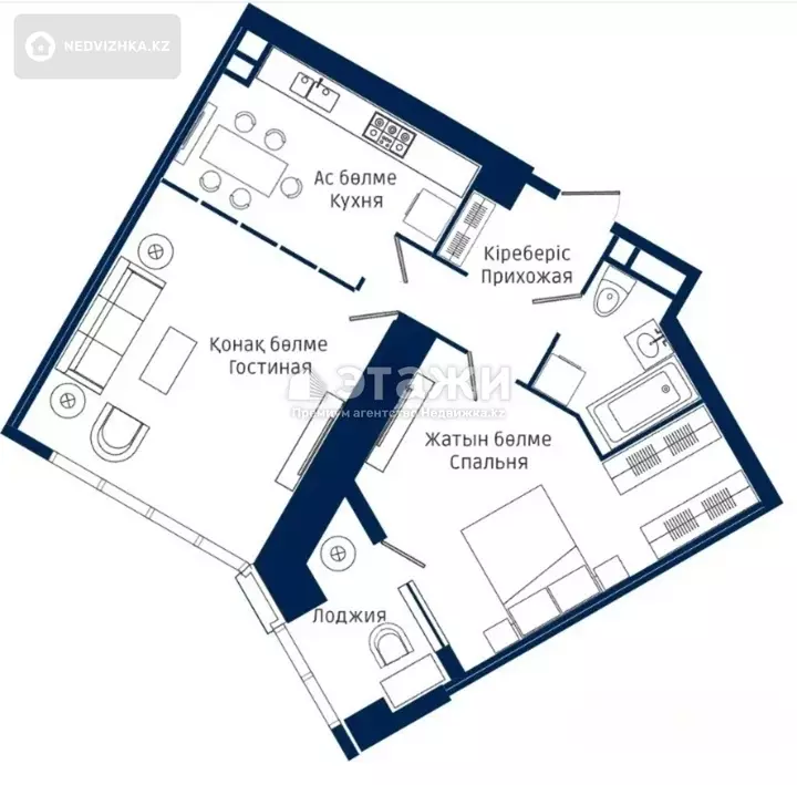 63 м², 2-комнатная квартира, этаж 3 из 30, 63 м², изображение - 1