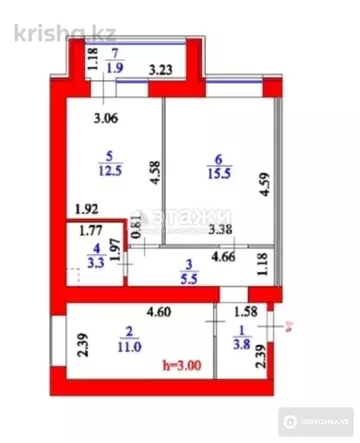 2-комнатная квартира, этаж 5 из 12, 53 м²