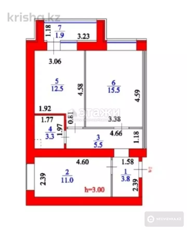 53 м², 2-комнатная квартира, этаж 5 из 12, 53 м², изображение - 1