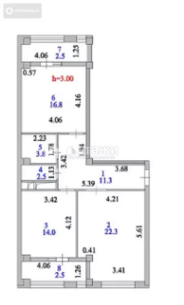 2-комнатная квартира, этаж 6 из 8, 76 м²