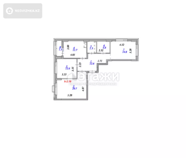 80 м², 3-комнатная квартира, этаж 5 из 9, 80 м², изображение - 1