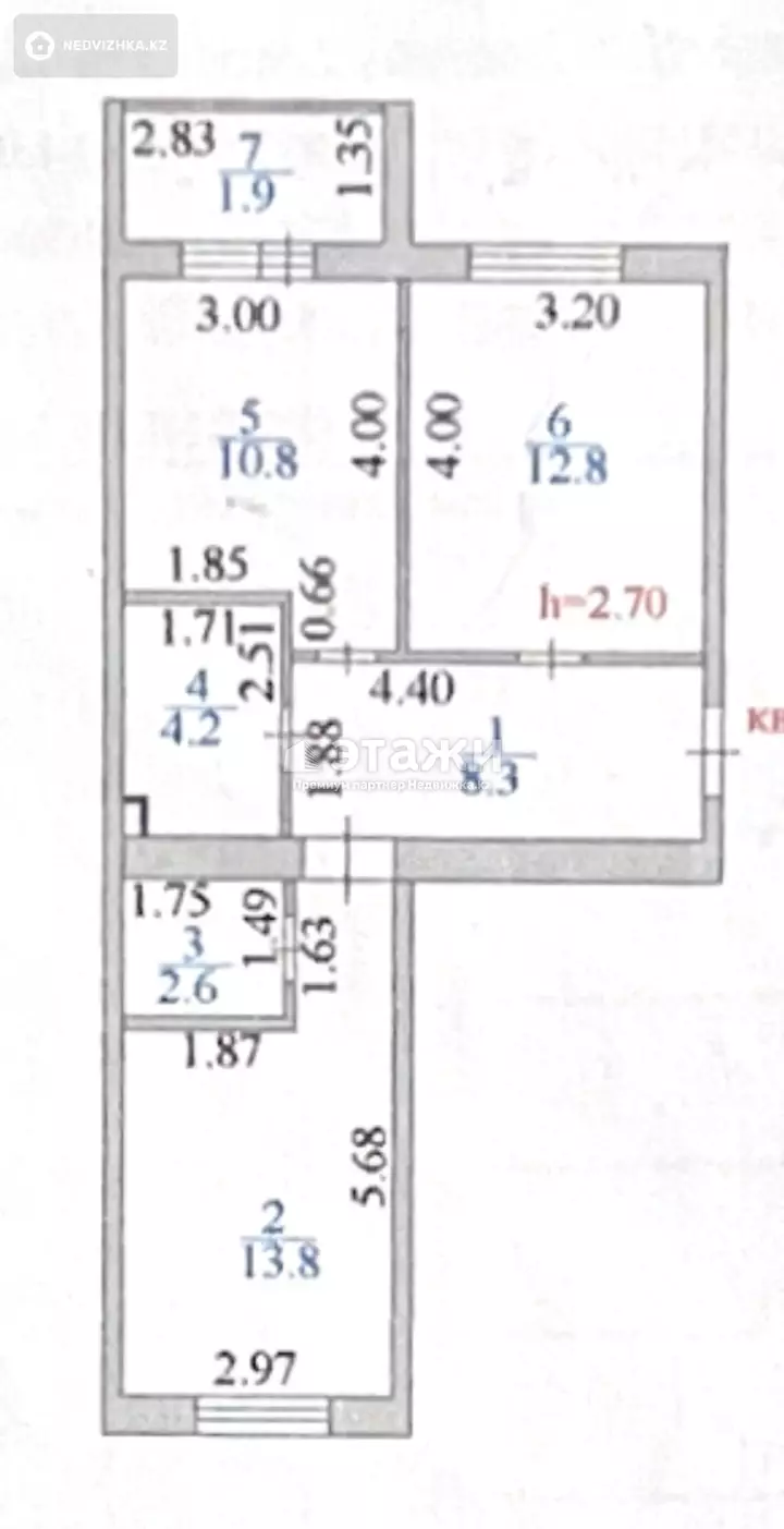 55 м², 2-комнатная квартира, этаж 2 из 5, 55 м², изображение - 1