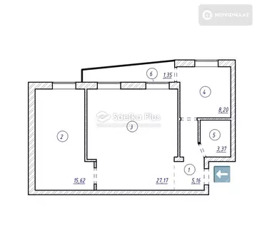 2-комнатная квартира, этаж 4 из 5, 60 м²