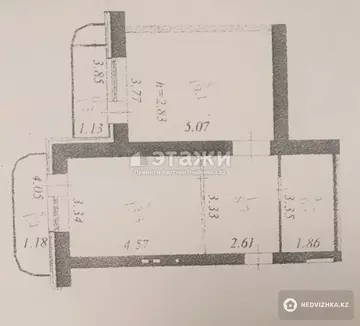 2-комнатная квартира, этаж 9 из 9, 52 м²