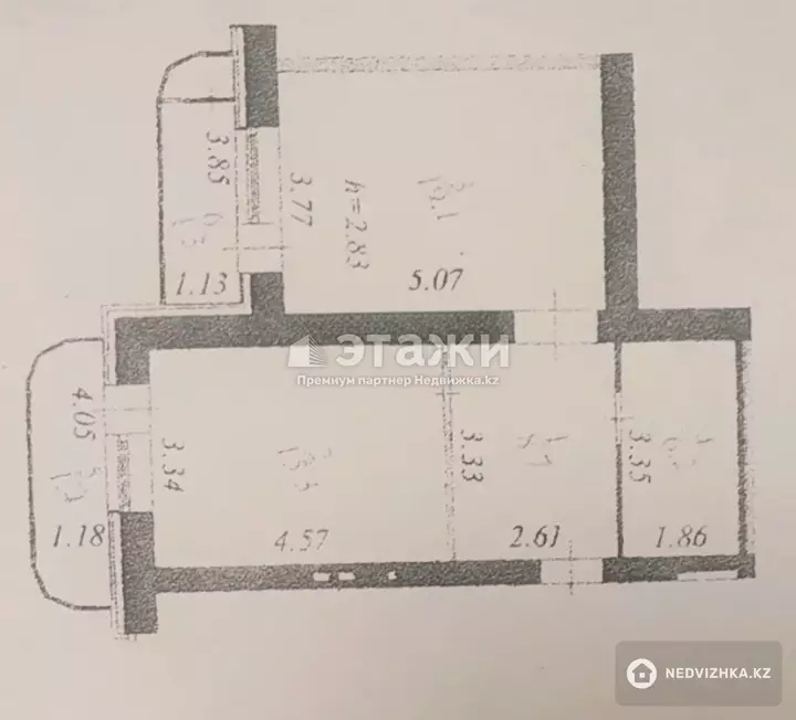 52 м², 2-комнатная квартира, этаж 9 из 9, 52 м², изображение - 1