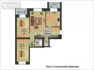 85.4 м², 3-комнатная квартира, этаж 2 из 9, 85 м², изображение - 3
