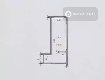 1-комнатная квартира, этаж 9 из 13, 38 м²
