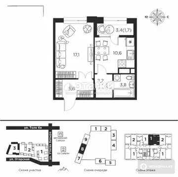 44.8 м², 1-комнатная квартира, этаж 11 из 16, 45 м², изображение - 6