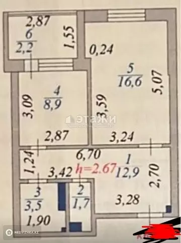45.8 м², 2-комнатная квартира, этаж 8 из 10, 46 м², изображение - 4