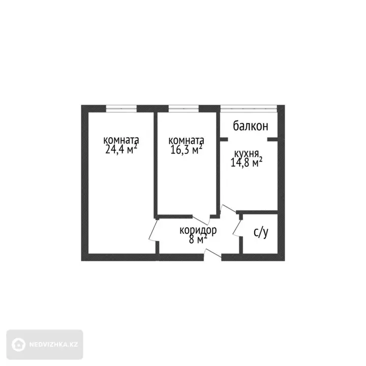 67.6 м², 2-комнатная квартира, этаж 3 из 5, 68 м², изображение - 1