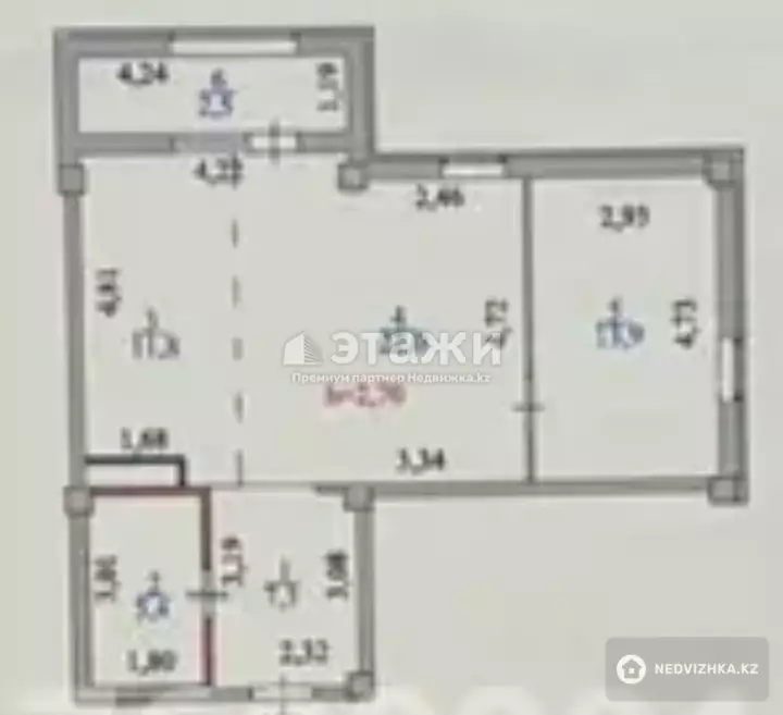 62.9 м², 2-комнатная квартира, этаж 4 из 5, 63 м², изображение - 1