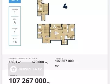 160 м², 4-комнатная квартира, этаж 14 из 15, 160 м², изображение - 0