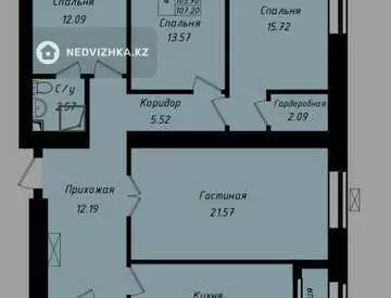 4-комнатная квартира, этаж 4 из 9, 107 м²