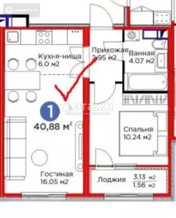 41 м², 2-комнатная квартира, этаж 7 из 9, 41 м², изображение - 7