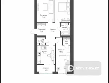 3-комнатная квартира, этаж 6 из 9, 85 м²