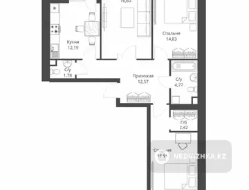 3-комнатная квартира, этаж 6 из 9, 81 м²