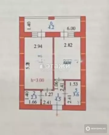 1-комнатная квартира, этаж 10 из 12, 42 м²