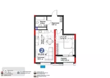 53 м², 2-комнатная квартира, этаж 2 из 12, 53 м², изображение - 28