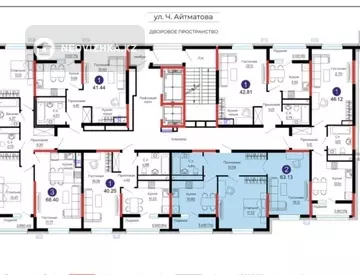 63.13 м², 2-комнатная квартира, этаж 12 из 16, 63 м², изображение - 0