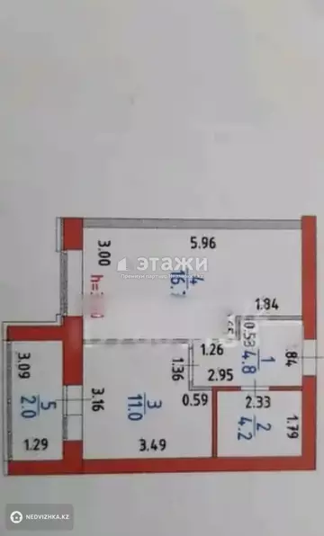 1-комнатная квартира, этаж 5 из 10, 39 м²