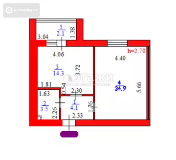 1-комнатная квартира, этаж 3 из 12, 49 м²
