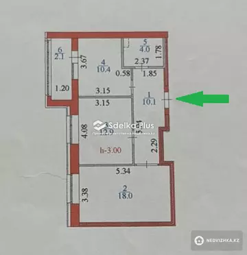 57.5 м², 2-комнатная квартира, этаж 9 из 9, 58 м², изображение - 0