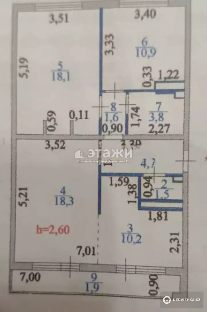 71 м², 3-комнатная квартира, этаж 2 из 12, 71 м², изображение - 1