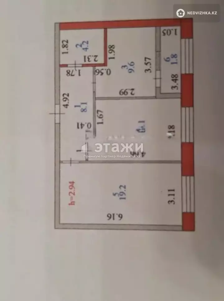 57 м², 2-комнатная квартира, этаж 6 из 10, 57 м², изображение - 1