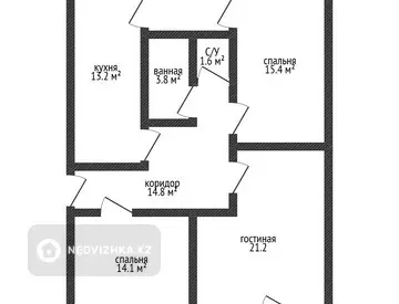 89 м², 3-комнатная квартира, этаж 5 из 5, 89 м², изображение - 15