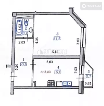 51.4 м², 2-комнатная квартира, этаж 3 из 5, 51 м², изображение - 18