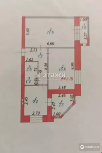 2-комнатная квартира, этаж 3 из 5, 62 м²