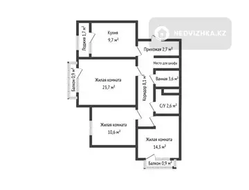 80 м², 3-комнатная квартира, этаж 3 из 9, 80 м², изображение - 13