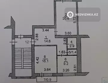 2-комнатная квартира, этаж 5 из 6, 67 м²