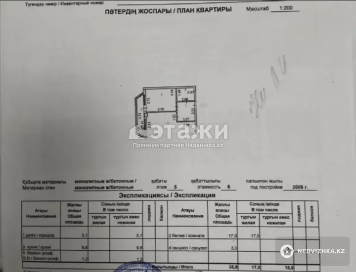 36 м², 1-комнатная квартира, этаж 5 из 6, 36 м², изображение - 1