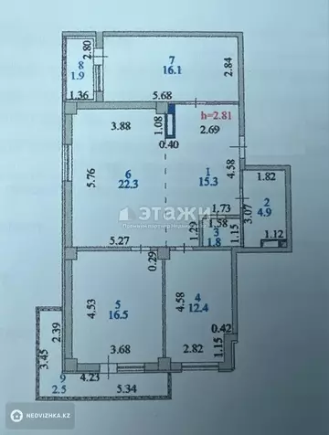 94 м², 3-комнатная квартира, этаж 6 из 16, 94 м², изображение - 15