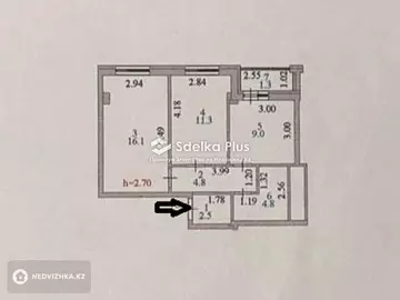 2-комнатная квартира, этаж 6 из 7, 50 м²