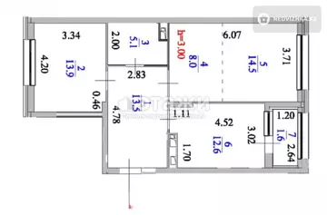 70 м², 3-комнатная квартира, этаж 4 из 14, 70 м², изображение - 7