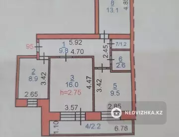 3-комнатная квартира, этаж 4 из 10, 63 м²