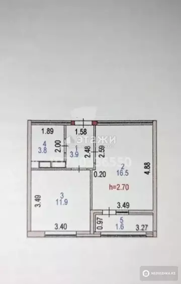 1-комнатная квартира, этаж 6 из 12, 40 м²