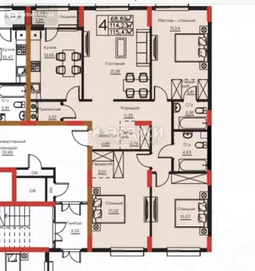 112 м², 4-комнатная квартира, этаж 3 из 16, 112 м², изображение - 29