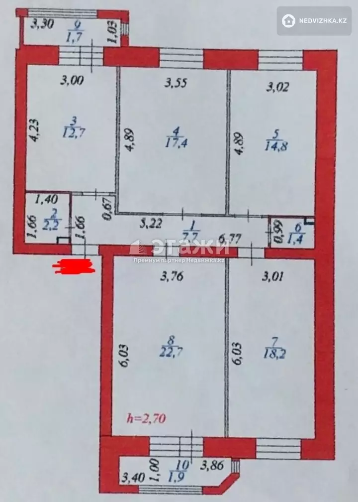 100.9 м², 4-комнатная квартира, этаж 7 из 7, 101 м², изображение - 1