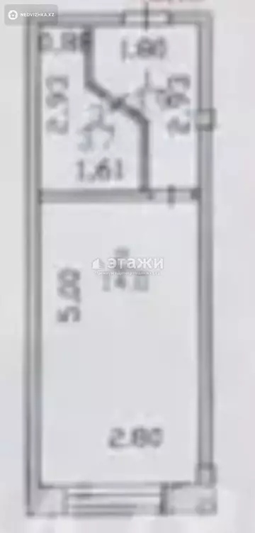 21.6 м², 1-комнатная квартира, этаж 3 из 4, 22 м², изображение - 4