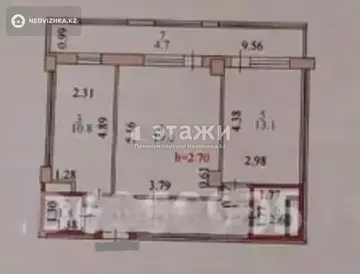 2-комнатная квартира, этаж 14 из 14, 60 м²