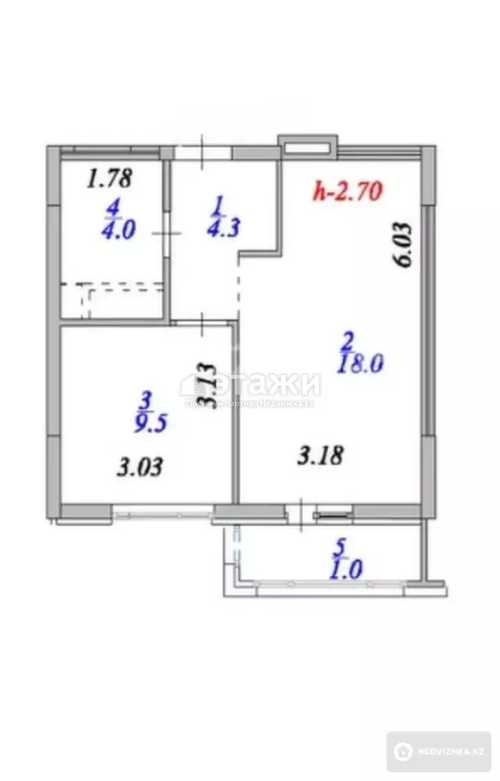 36.8 м², 1-комнатная квартира, этаж 9 из 9, 37 м², изображение - 1