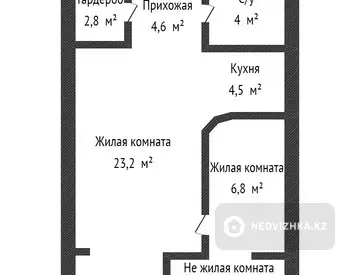 48.4 м², 1-комнатная квартира, этаж 8 из 10, 48 м², изображение - 14