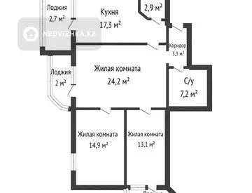 89.4 м², 3-комнатная квартира, этаж 5 из 6, 89 м², изображение - 11